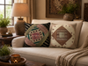 Boho Patchwork Cushion Covers – Handmade Black & Beige Throw Pillows for Modern Boho Decor