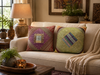 Boho Patchwork Cushion Covers – Handmade Green & Red Throw Pillows for Eclectic Homes