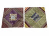 Boho Green & Red Patchwork Cushion Covers – Handmade Vintage Sari Throw Pillows