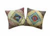 Boho Beige Patchwork Cushion Covers – Handmade Vintage Sari Throw Pillows