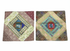 Boho Beige Patchwork Cushion Covers – Handmade Vintage Sari Throw Pillows