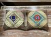 Boho Beige Patchwork Cushion Covers – Handmade Vintage Sari Throw Pillows