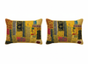 Boho Dark Yellow Patchwork Cushion Covers – Handmade Decorative Throw Pillows