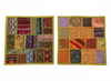 Mustard Yellow Patchwork Cushion Covers – Handmade Vintage Sari Throw Pillows