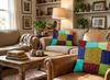 Green Multi Patchwork Cushion Covers – Handmade Bohemian Throw Pillow Covers