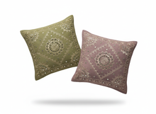  Green & Purple Patchwork Cushion Covers – Handmade Vintage Throw Pillows