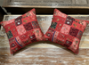 Handmade Dark Red Patchwork Cushion Covers – Bohemian Throw Pillows for Sofa & Bed