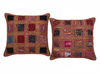 Handmade Dark Red Patchwork Cushion Covers – Bohemian Throw Pillow Cases for Sofa