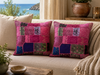 
Pink Boho Patchwork Pillow Covers | Vibrant Decorative Throw Cushion Covers
