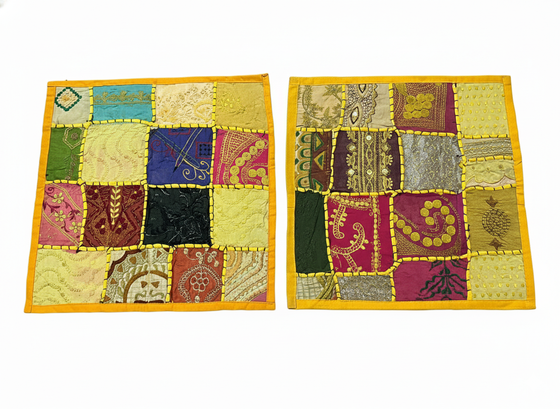  Boho Patchwork Cushion Covers – Dark Yellow Decorative Throw Pillows for Living Room 