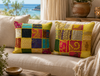 Dark Yellow Boho Patchwork Pillow Covers | Decorative Throw Cushion Covers