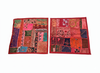 Dark Red Patchwork Cushion Covers – Bohemian Decorative Throw Pillows for Living Room