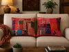 Bohemian Dark Red Patchwork Throw Pillow Covers – Decorative Cushion Covers for Sofa