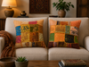 Decorative Orange Boho Patchwork Cushion Covers – Throw Pillow Covers for Living Room