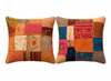 Orange Boho Patchwork Cushion Covers – Handmade Throw Pillows for Living Room