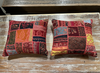 Red Patchwork Cushion Covers – Handmade Bohemian Throw Pillows for Living Room