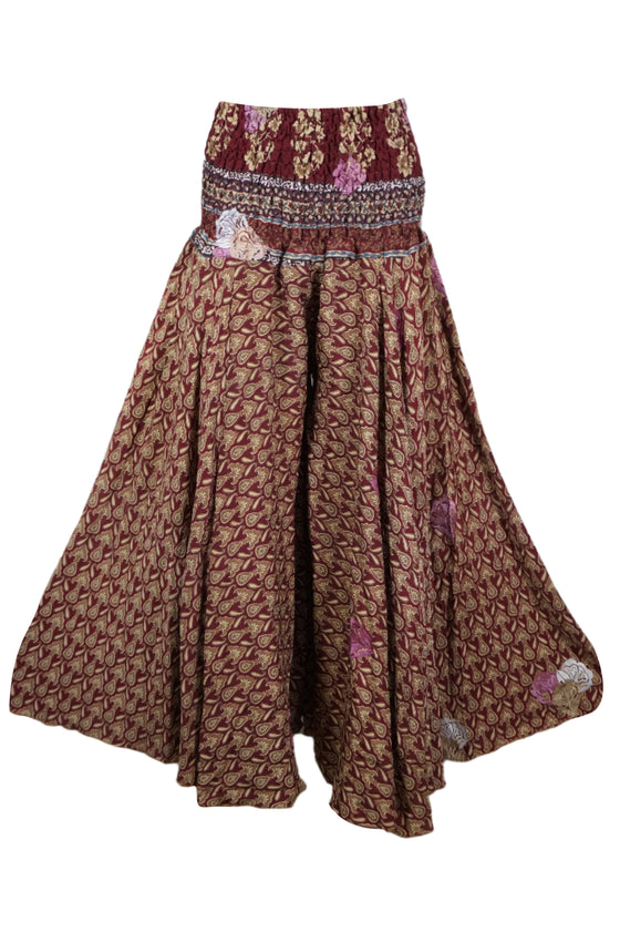 Women’s Handmade Bohemian Wide-Leg Pants – Deep Maroon, Flowy & Elegant Boho Style