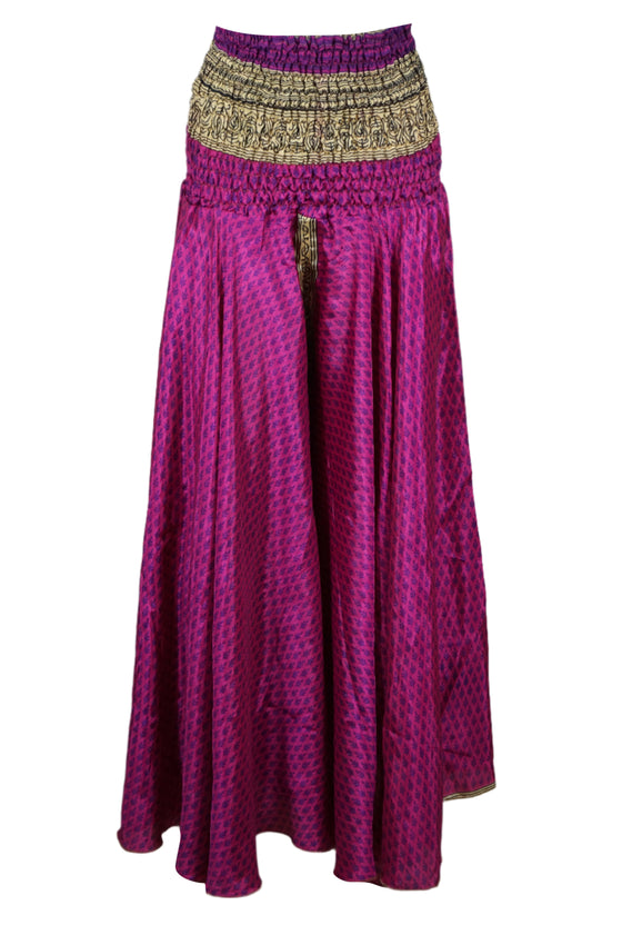 Handmade Bohemian Silk Palazzo Pants – Magenta Pink, Flowy & Chic