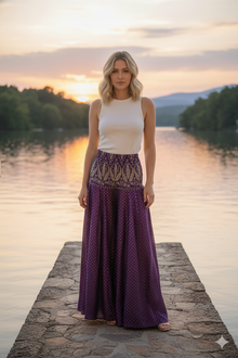  Boho Chic Handmade Wide-Leg Pants – Eminence Purple, Flowy & Comfy