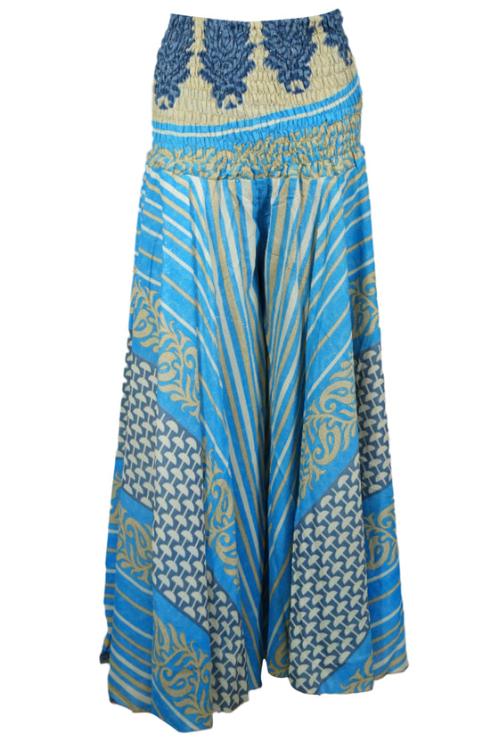 Boho Chic Cerulean Blue Palazzo Pants – Handmade, Flowy & Comfortable 