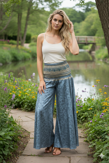  Boho Chic Bright Blue Wide-Leg Palazzo Pants – Flowy & Comfortable Women’s Pants