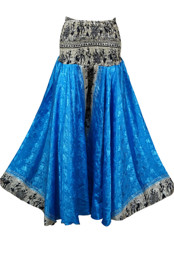 Boho Chic Handmade Wide-Leg Palazzo Pants – Flowy & Comfortable Bright Blue Pants for Women