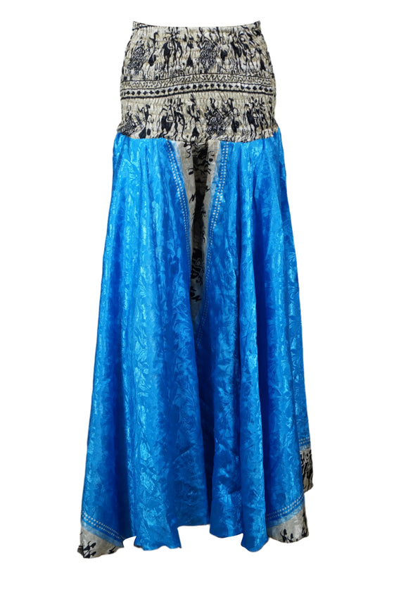 Boho Chic Handmade Wide-Leg Palazzo Pants – Flowy & Comfortable Bright Blue Pants for Women