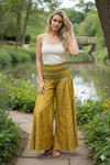 Boho-Chic Yellow-Green Palazzo Pants – Flowy, Stylish & Comfortable Beach Pants for Women