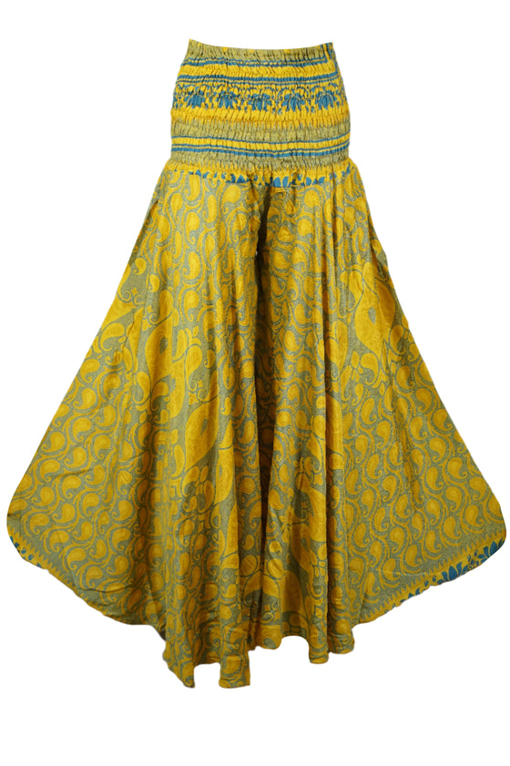 Boho-Chic Yellow-Green Palazzo Pants – Flowy, Stylish & Comfortable Beach Pants for Women