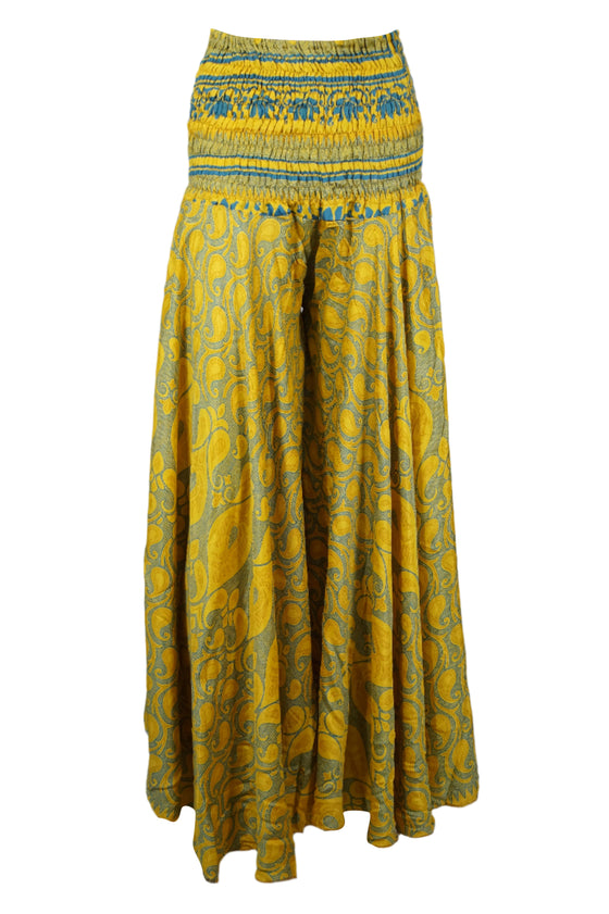 Boho-Chic Yellow-Green Palazzo Pants – Flowy, Stylish & Comfortable Beach Pants for Women