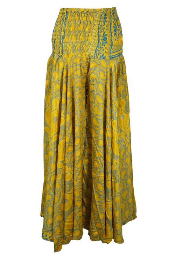 Boho-Chic Yellow-Green Palazzo Pants – Flowy, Stylish & Comfortable Beach Pants for Women