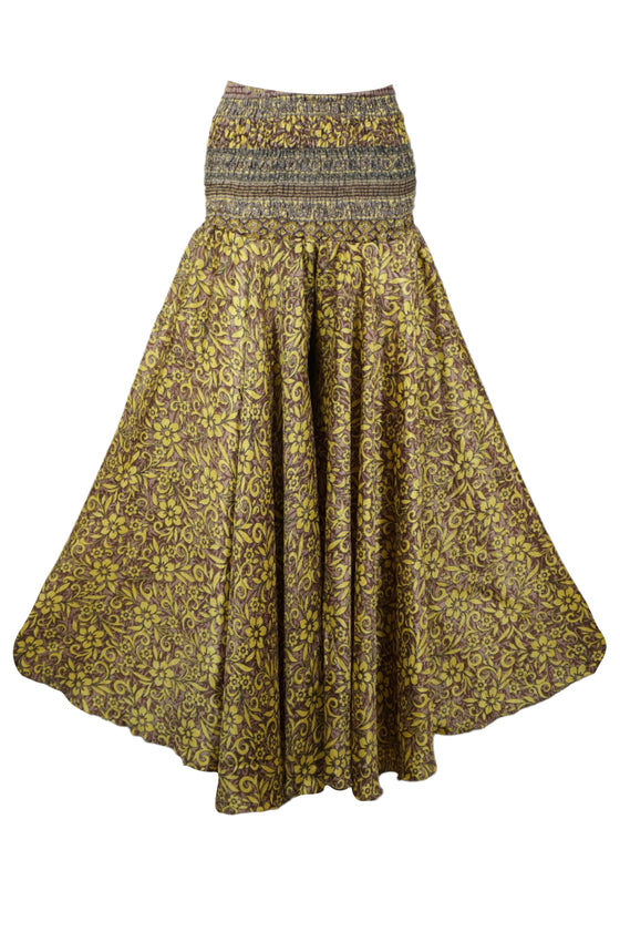 Women's Olive Green Boho Wide-Leg Pants – Handmade Flowy Divided Skirt Trousers