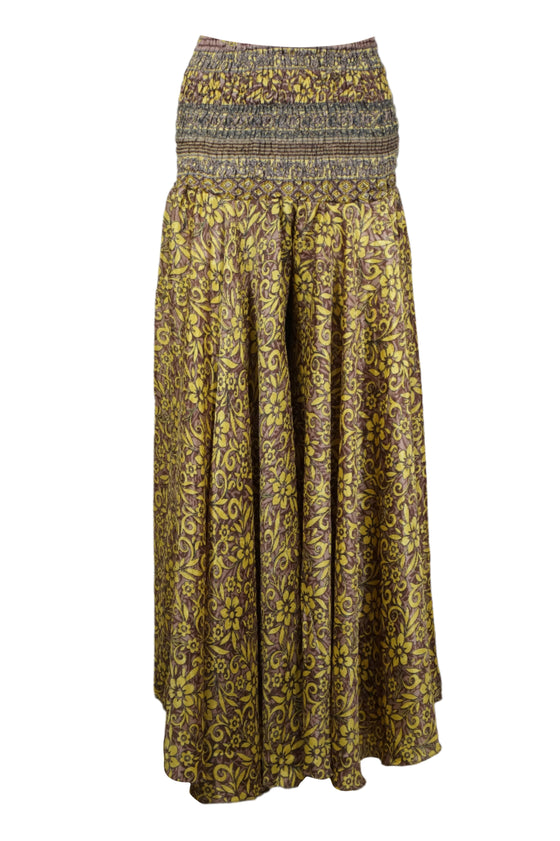 Women's Olive Green Boho Wide-Leg Pants – Handmade Flowy Divided Skirt Trousers