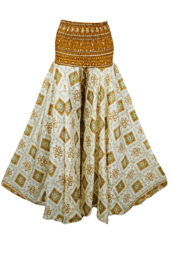 Women's Tofu White Flared Leg Pants – Handmade Flowing Divided Skirt Trousers