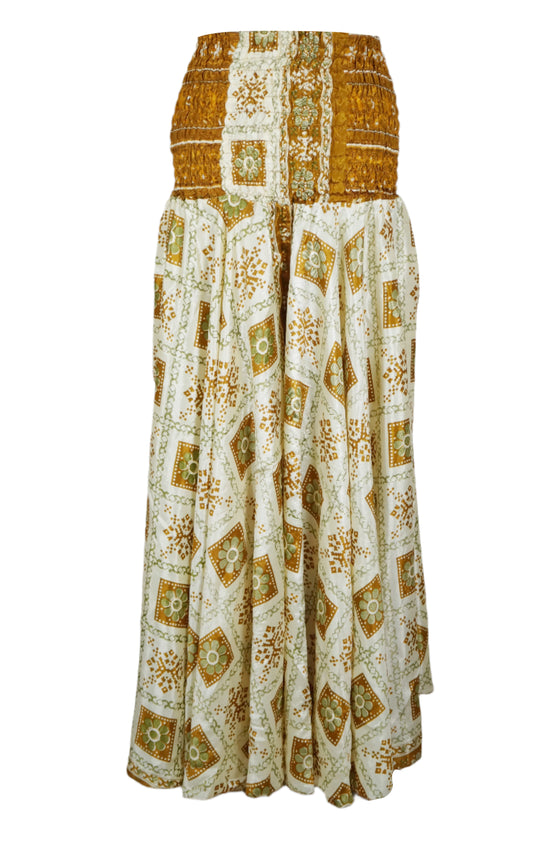 Women's Tofu White Flared Leg Pants – Handmade Flowing Divided Skirt Trousers