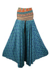 Women's Glacier Blue Boho Wide Leg Pants – Handmade Floral Flowy Palazzo Trousers  SM
