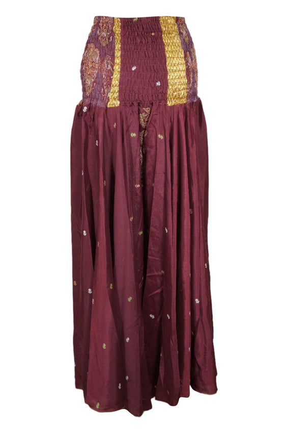 Women’s Purplish Floral Boho Palazzo Pants – Handmade Relaxed Flowy Wide-Leg Trousers SM