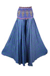 Women’s Steel Blue Boho Skirt Pants – Handmade Flowy Flared Divided Leg Pants SM