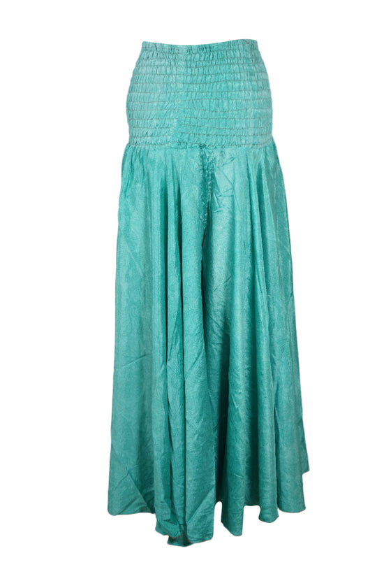Ocean Blue Boho Skirt Pants – Handmade Flowy Flared Beachwear for Women SM