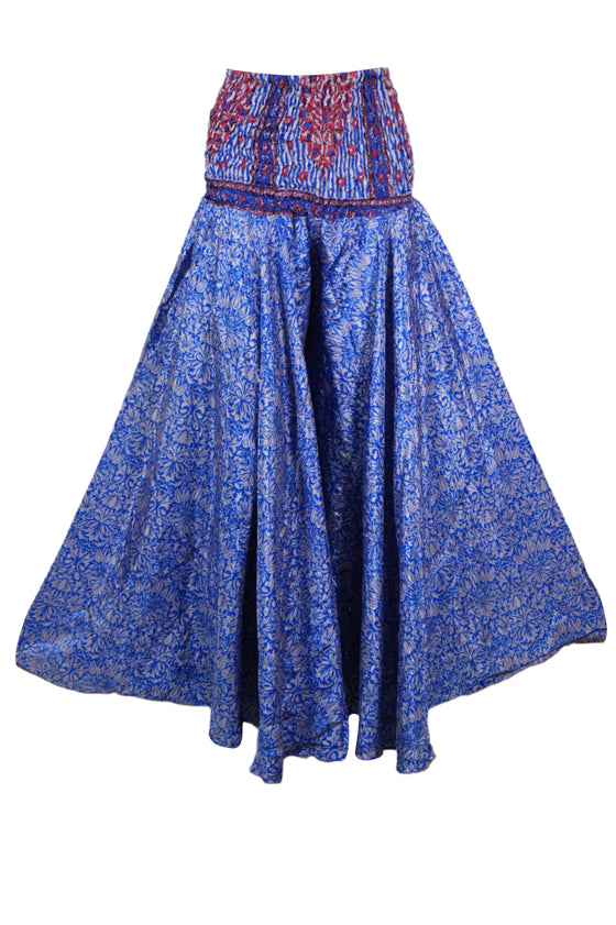 Women’s Steel Blue Boho Wide-Leg Pants – Handmade Flared Palazzo Pants SM