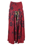  Red Boho Palazzo Pants – Handmade Flowy Wide-Leg Trousers with Floral Patterns SM