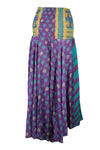 Bohemian Purple Blue Flowy Pants – Handmade Flared Palazzo with Skirt  SM