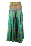 Boho Hippie Green Floral Palazzo Pants – Breezy Spring Vibes, Handmade Flowy Trousers SM