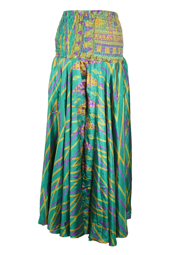 Boho Hippie Green Floral Palazzo Pants – Breezy Spring Vibes, Handmade Flowy Trousers SM