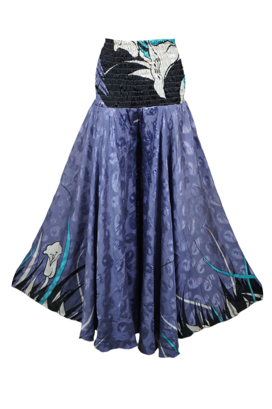 Deep Purple Boho Palazzo Pants – Handmade Wide-Leg Trousers with Floral Elegance SM