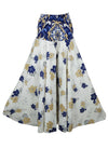 White & Blue Floral Boho Palazzo Pants – Handmade Relaxed Wide-Leg Divided Trousers for Resort SM