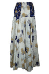White & Blue Floral Boho Palazzo Pants – Handmade Relaxed Wide-Leg Divided Trousers for Resort SM