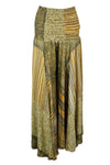 Women’s Handmade Bohemian Olive Green Wide-Leg Pants – Flowy Skirt-Style Trousers  SM
