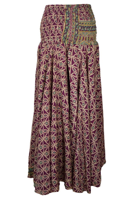 Handmade Bohemian Deep Maroon Wide-Leg Pants – Flowy & Elegant Summer Style SM