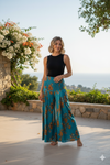 Royal Blue Boho Palazzo Pants – Handmade Flowy Wide-Leg Trousers for Women SM